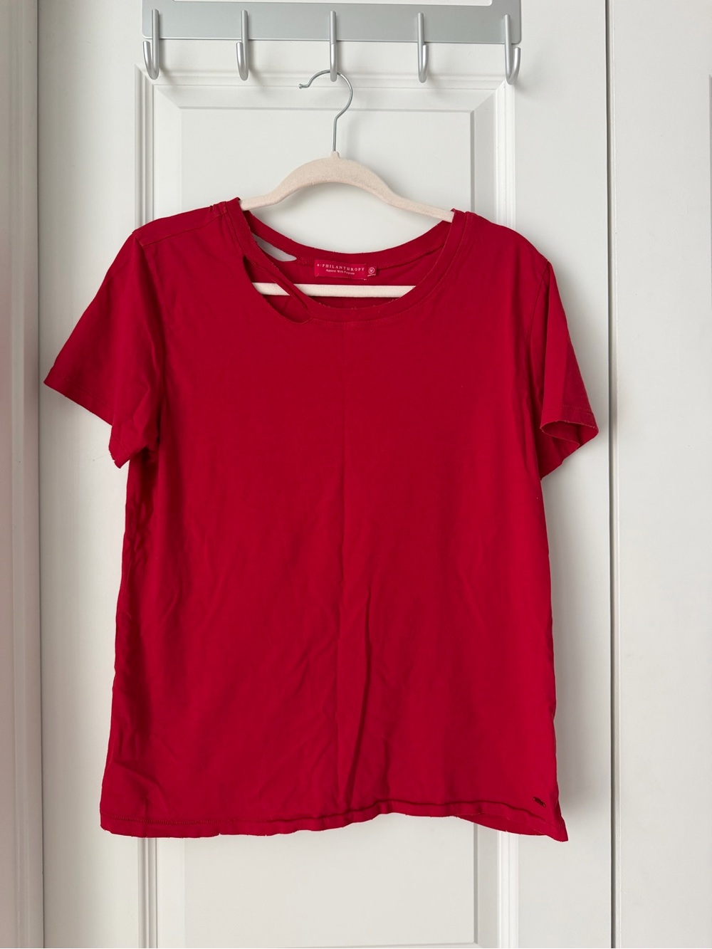 n:philanthropy Womens Distressed Red T-Shirt Size Medium